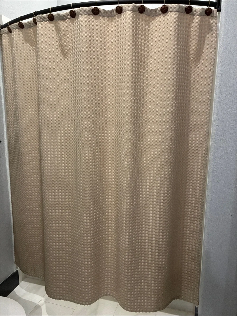 Textured Tan Shower Curtain 72x72 with hooks